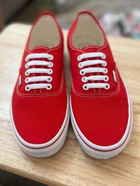 Vans Authentic Red Canvas Sneakers Classic Low Top Size 10 Women NEVER WORN